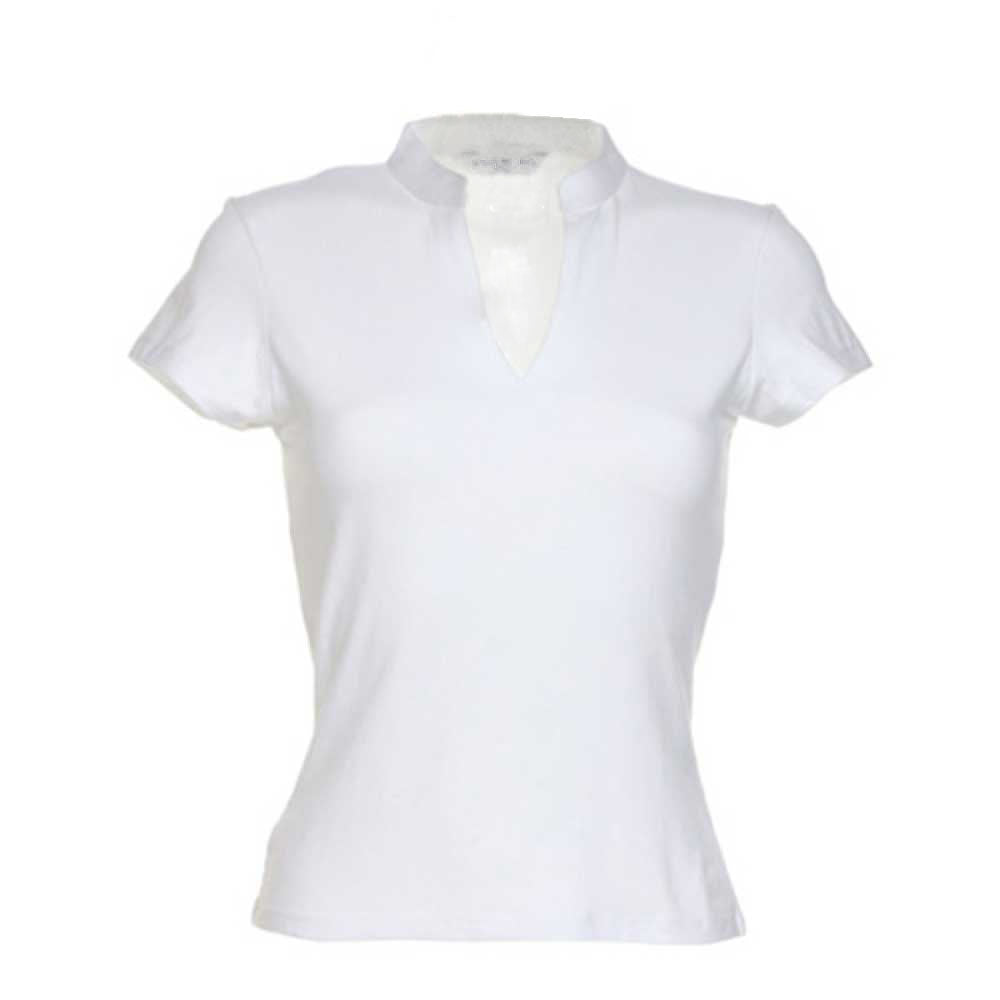 Kustom Kit Ladies Corporate Short Sleeved top v-neck with mandarin collar