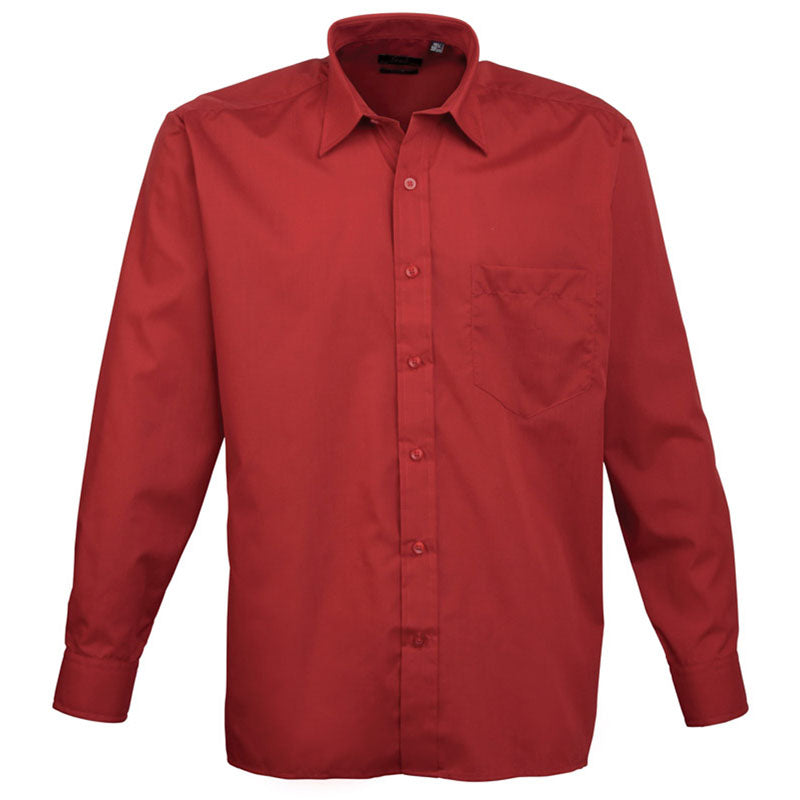 Premier Mens Long Sleeve Polycotton Poplin Formal Corporate Shirt