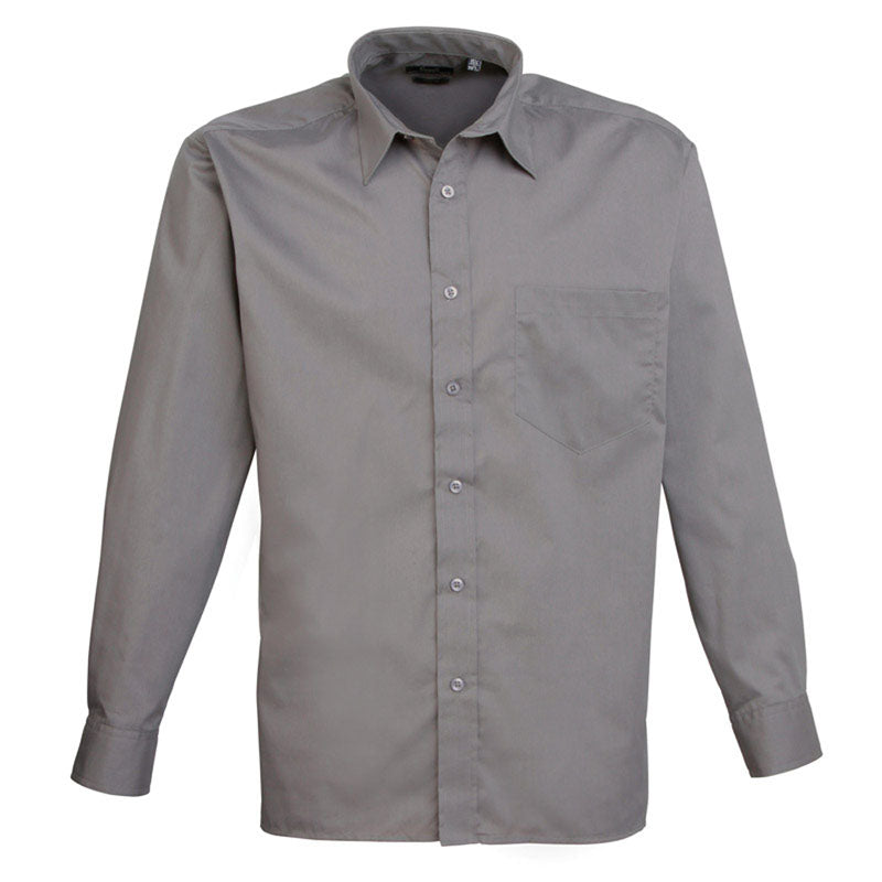 Premier Mens Long Sleeve Polycotton Poplin Formal Corporate Shirt