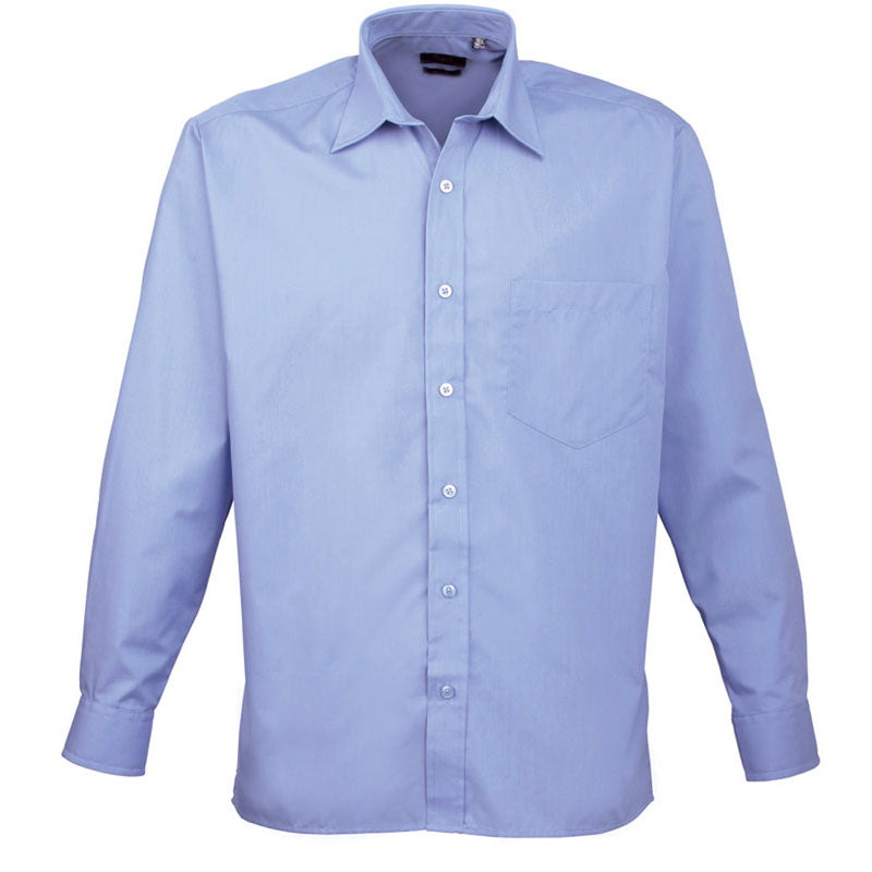 Premier Mens Long Sleeve Polycotton Poplin Formal Corporate Shirt