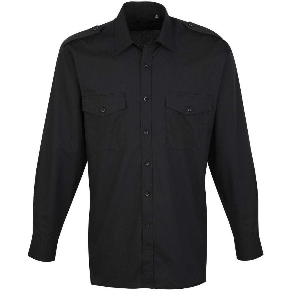 Premier Mens Long Sleeve Polycotton Corporate Business Pilot Shirt