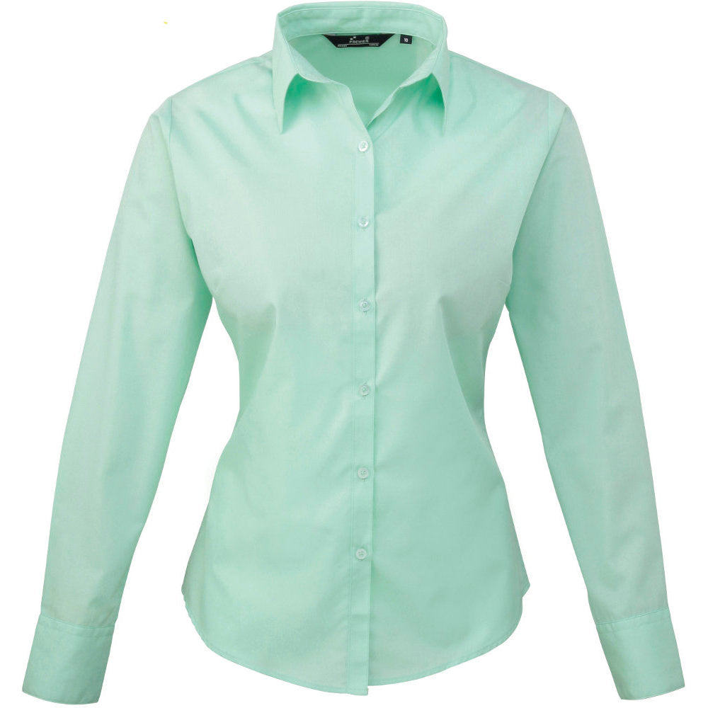 Premier Womens Ladies Poplin Polycotton Long Sleeve Corporate Blouse