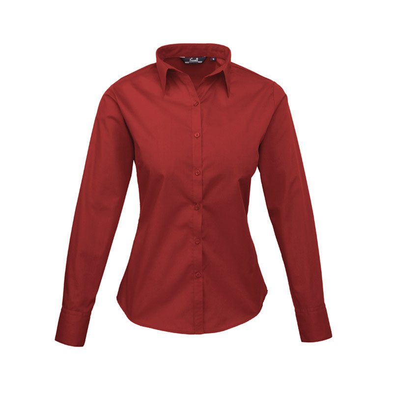 Premier Womens Ladies Poplin Polycotton Long Sleeve Corporate Blouse
