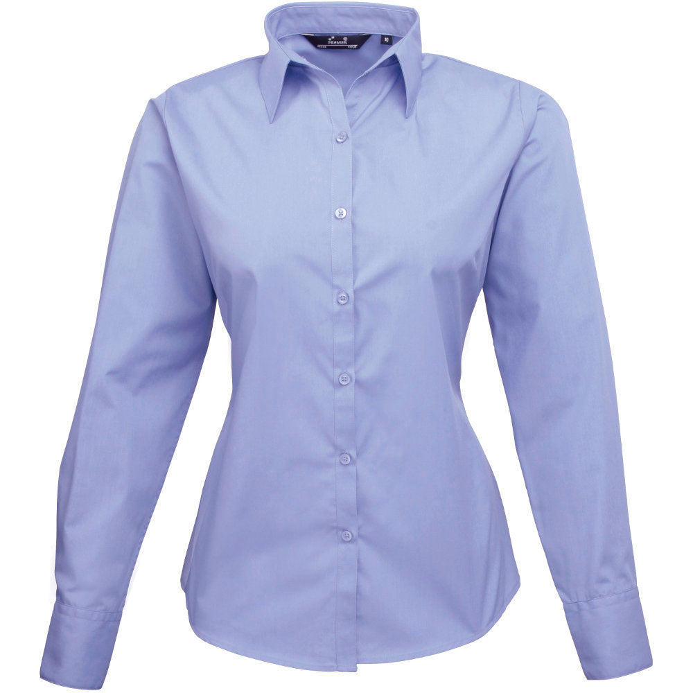 Premier Womens Ladies Poplin Polycotton Long Sleeve Corporate Blouse