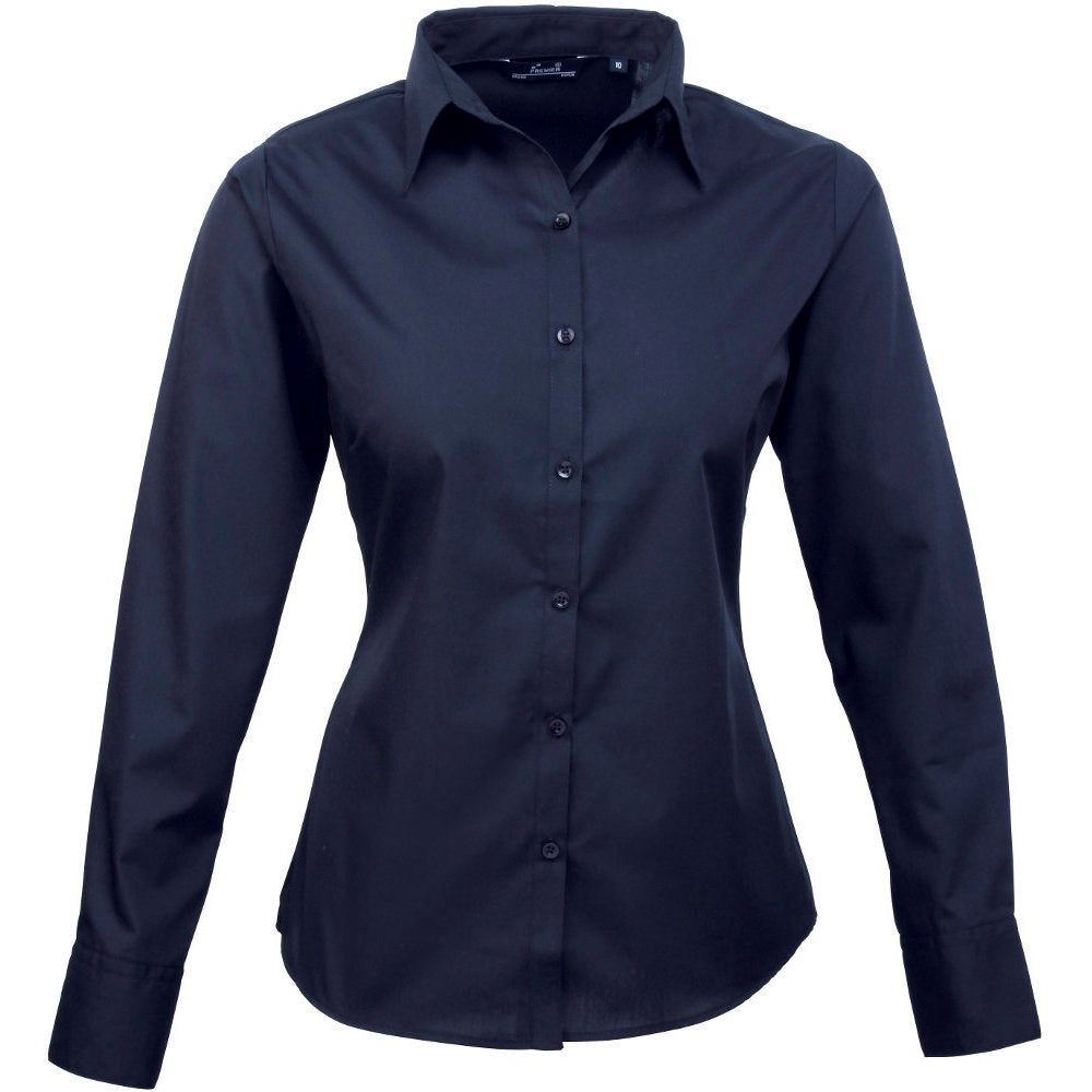 Premier Womens Ladies Poplin Polycotton Long Sleeve Corporate Blouse