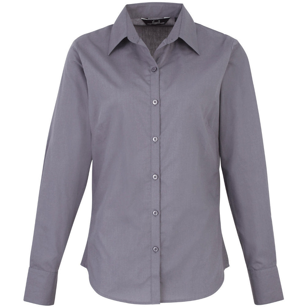 Premier Womens Ladies Poplin Polycotton Long Sleeve Corporate Blouse