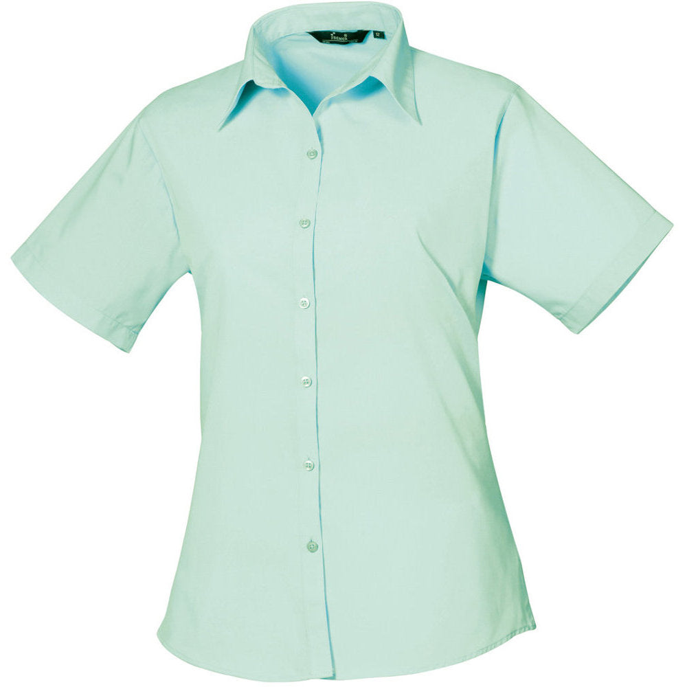 Premier Womens Ladies Poplin Polycotton Short Sleeve Corporate Blouse