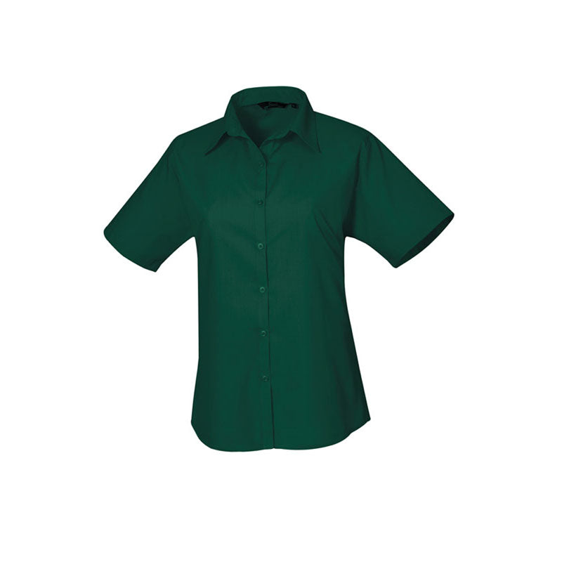 Premier Womens Ladies Poplin Polycotton Short Sleeve Corporate Blouse