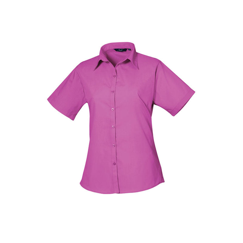 Premier Womens Ladies Poplin Polycotton Short Sleeve Corporate Blouse