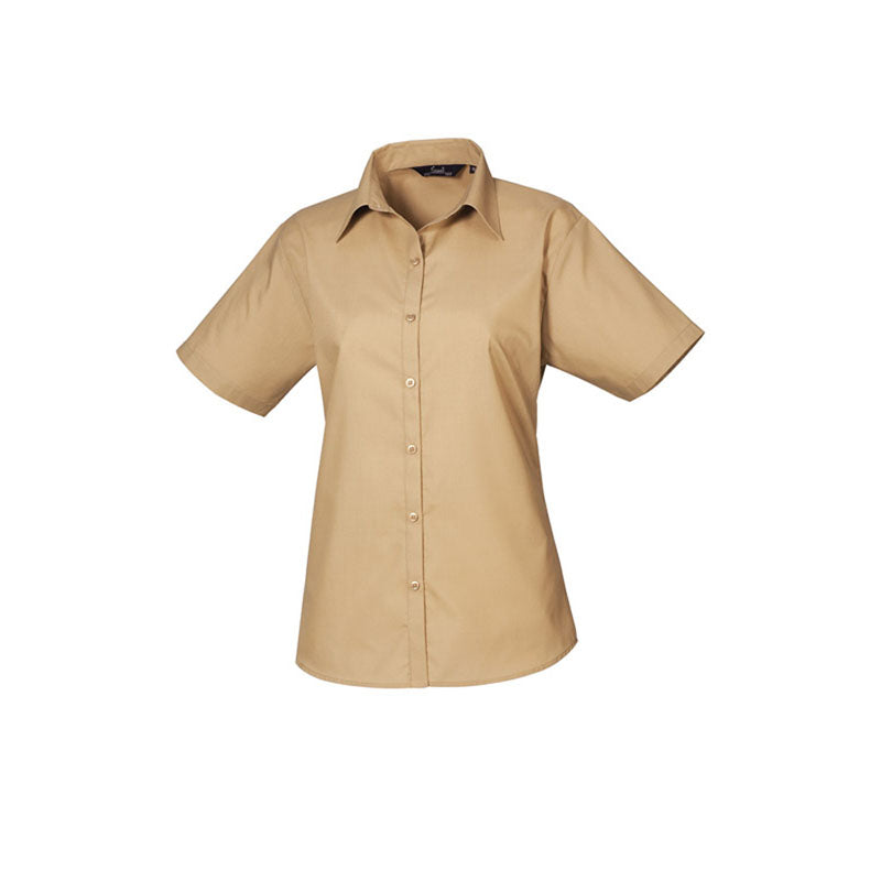 Premier Womens Ladies Poplin Polycotton Short Sleeve Corporate Blouse