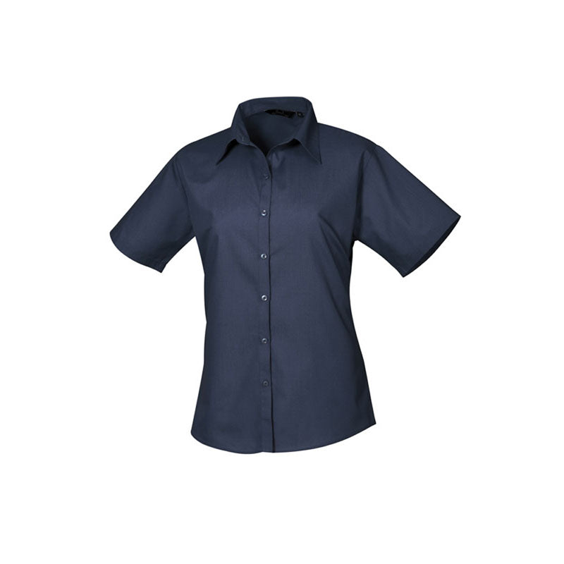 Premier Womens Ladies Poplin Polycotton Short Sleeve Corporate Blouse