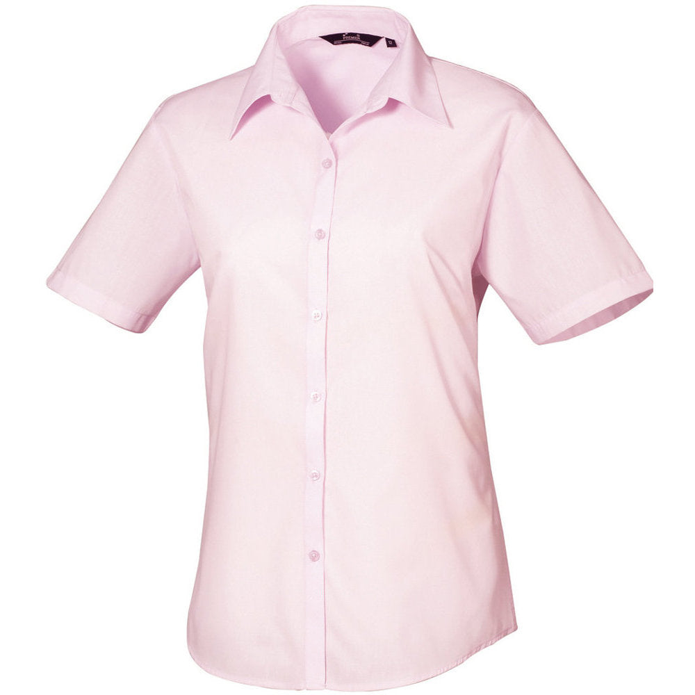 Premier Womens Ladies Poplin Polycotton Short Sleeve Corporate Blouse