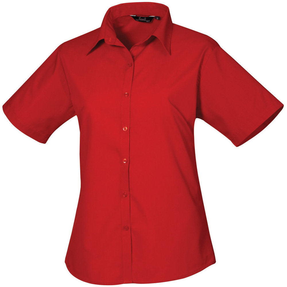 Premier Womens Ladies Poplin Polycotton Short Sleeve Corporate Blouse