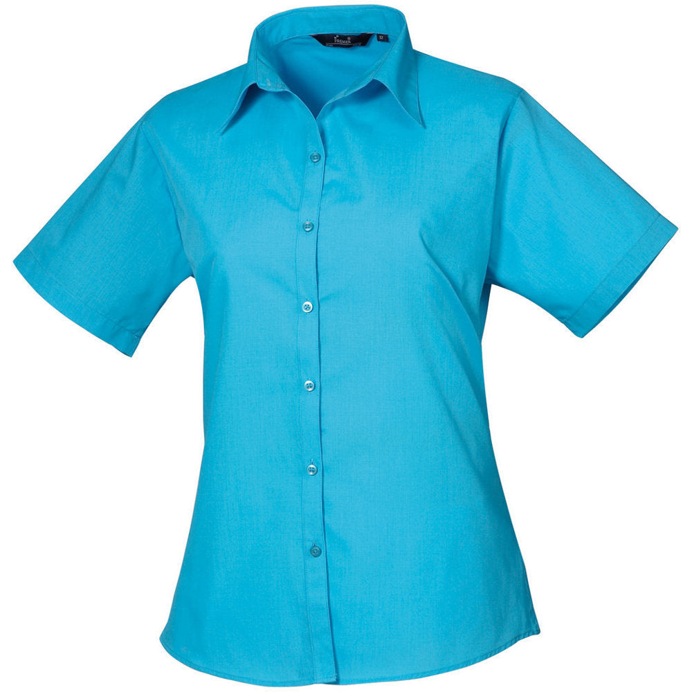 Premier Womens Ladies Poplin Polycotton Short Sleeve Corporate Blouse