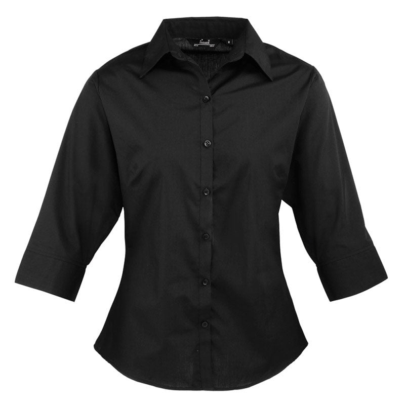 Premier Womens Ladies Poplin Polycotton Quarter Sleeve Business Blouse