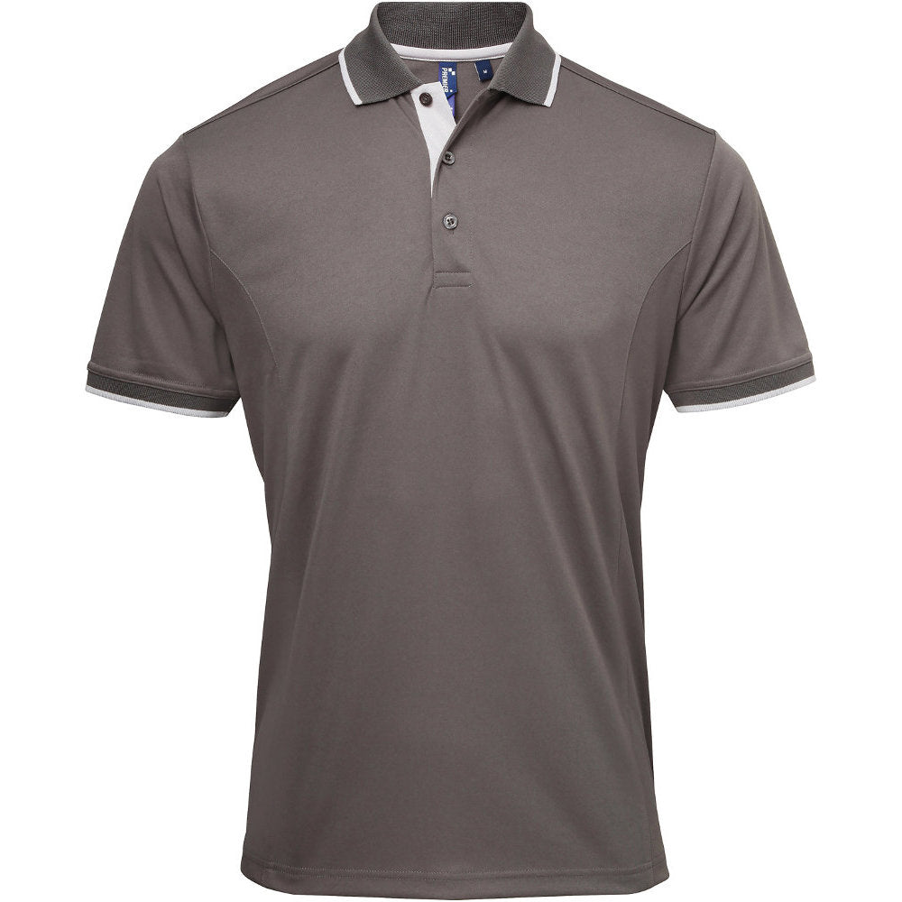 Premier Mens Coolchecker Contrast Trim Corporate Workwear Polo Shirt