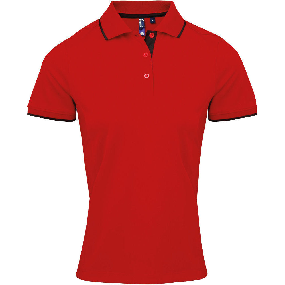 Premier Womens Ladies Coolchecker Contrast Trim Corporate Polo Shirt