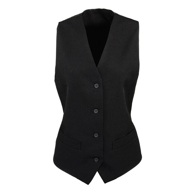 Premier Womens Ladies Lined Polycotton Hospitality Formal Waistcoat
