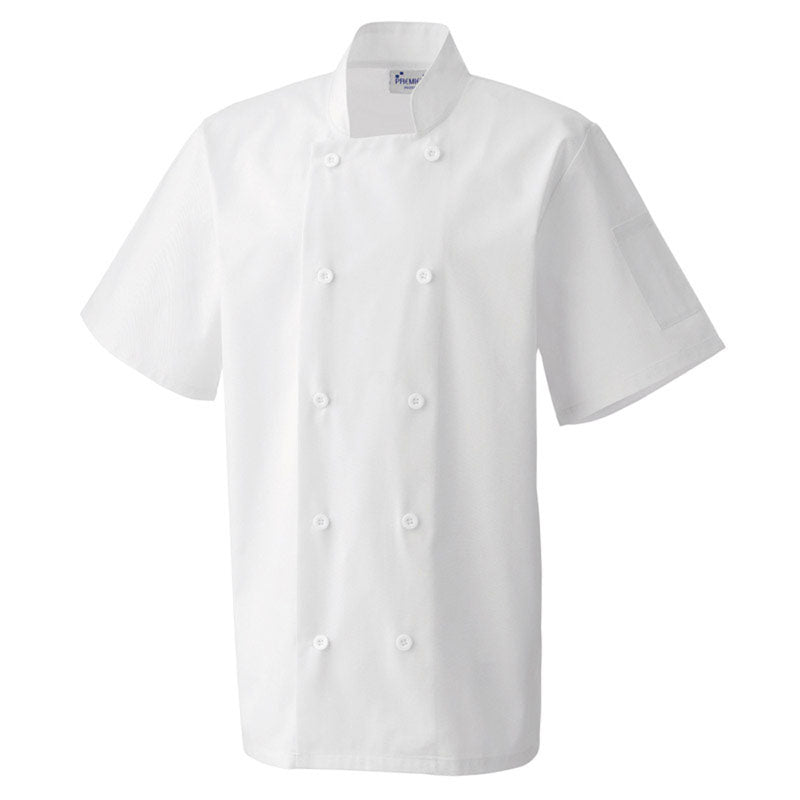 Premier Mens Short Sleeved Polycotton Workwear Uniform Chef Jacket