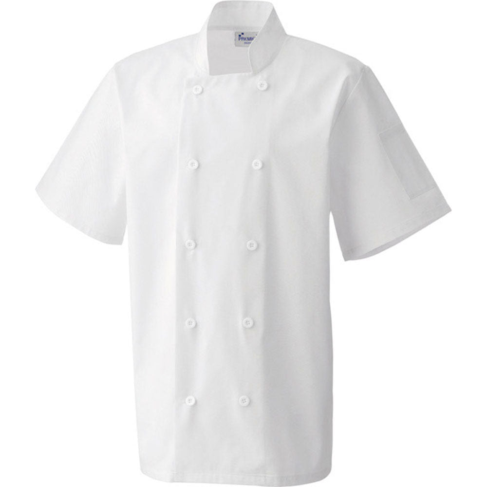 Premier Mens Short Sleeved Polycotton Workwear Uniform Chef Jacket