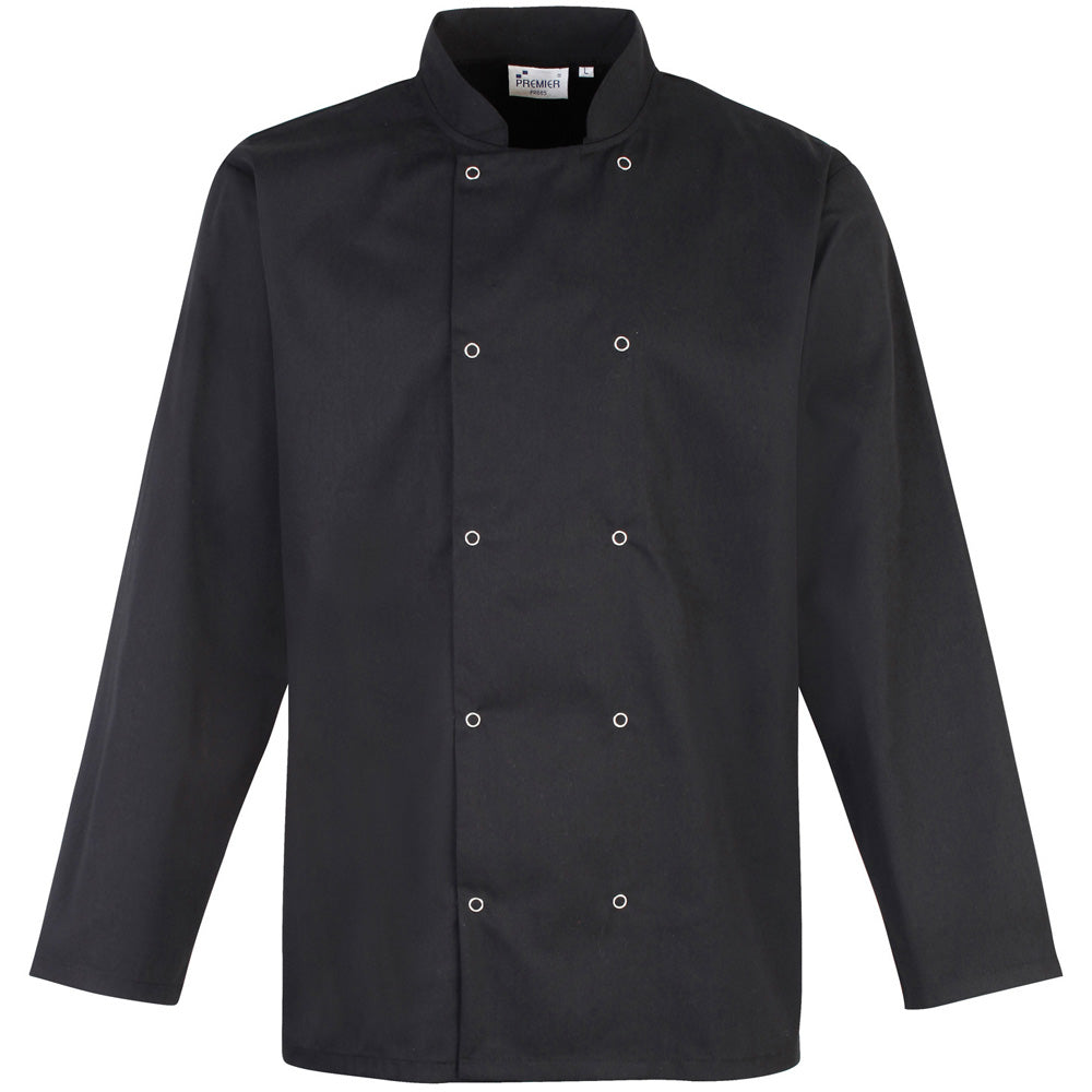 Premier Mens Studded Front Long Sleeve Chefs Jacket