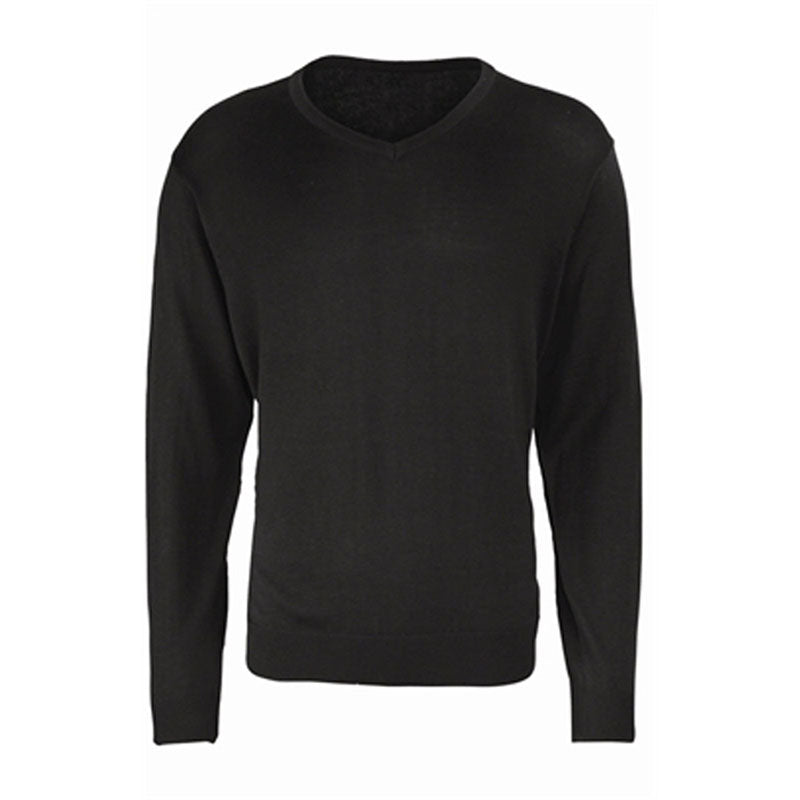 Premier Mens Long Sleeve V Neck Knitted Casual Cotton Sweater Jumper Black,Navy