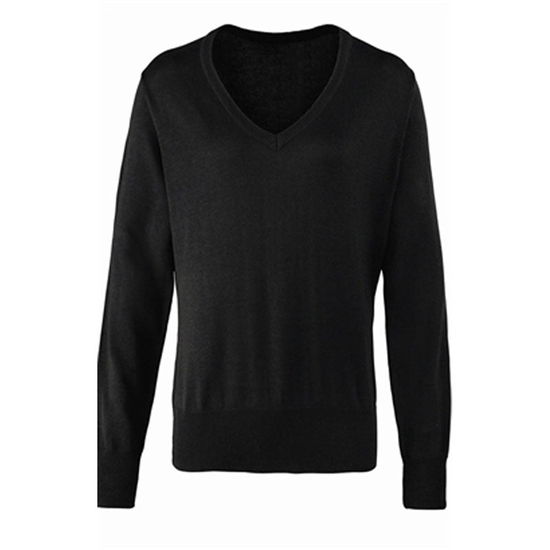 Premier Womens Ladies V-Neck Cotton Acrylic Knitted Corporate Sweater
