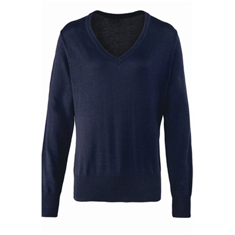 Premier Womens Ladies V-Neck Cotton Acrylic Knitted Corporate Sweater