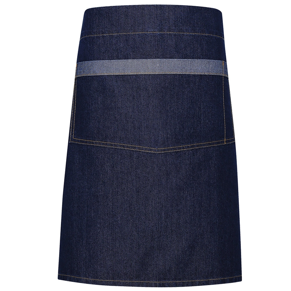 Premier Mens Domain Contrast Denim Workwear Waist Bib Apron