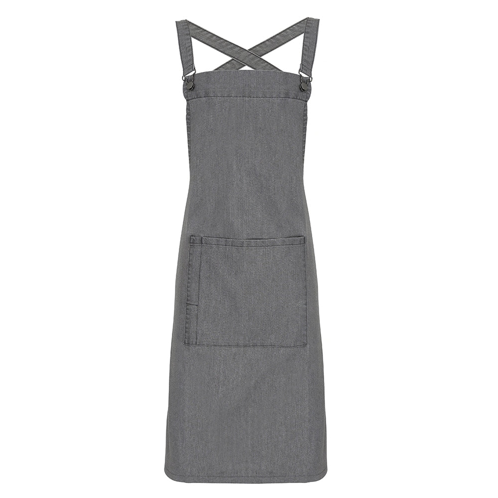 Premier Mens Cross Back Barista Cotton Canvas Long Bib Apron
