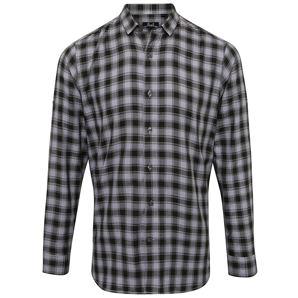 Premier Mens Mulligan Check Cotton Long Sleeve Casual Shirt