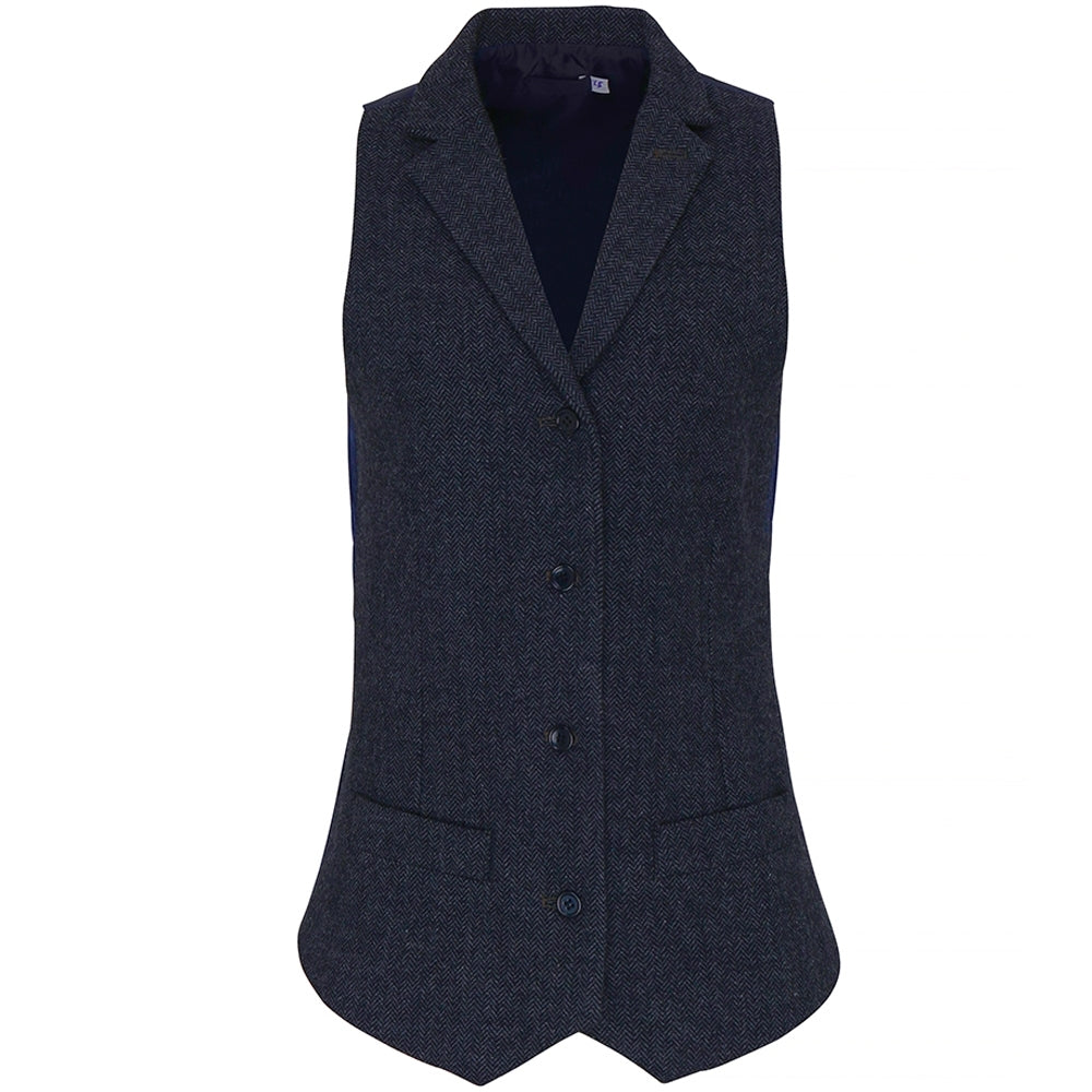 Premier Womens Herringbone Wool Blend 4 Button Waistcoat
