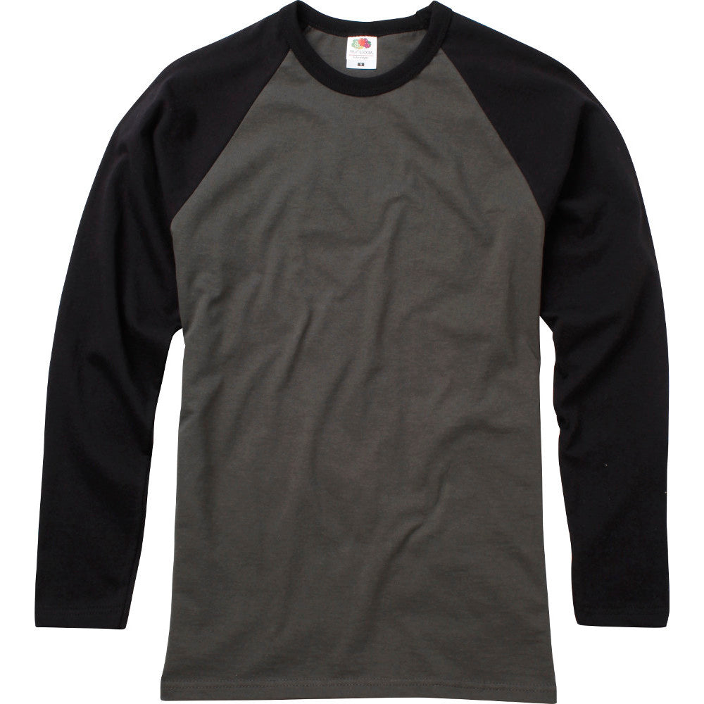 Fruit Of The Loom Mens Long Sleeve Baseball Cotton T-Shirt
