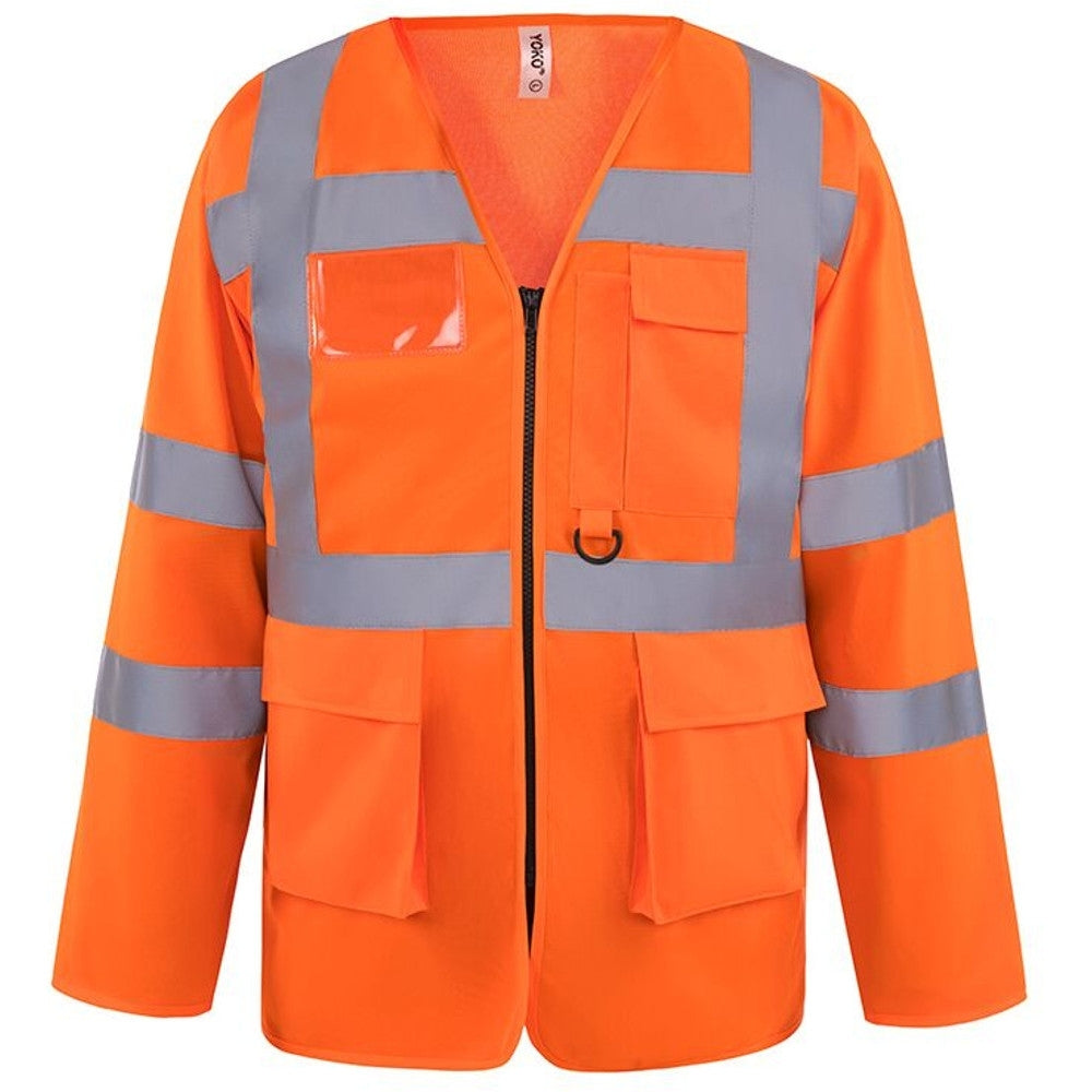 Yoko Mens Hi Vis Executive Long Sleeve Zip Up Safety Waistcoat
