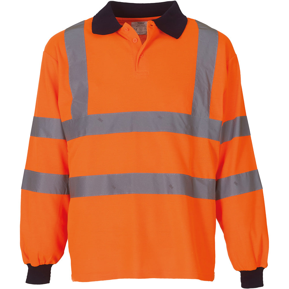 Yoko Mens High Vis Long Sleeve Polo Shirt