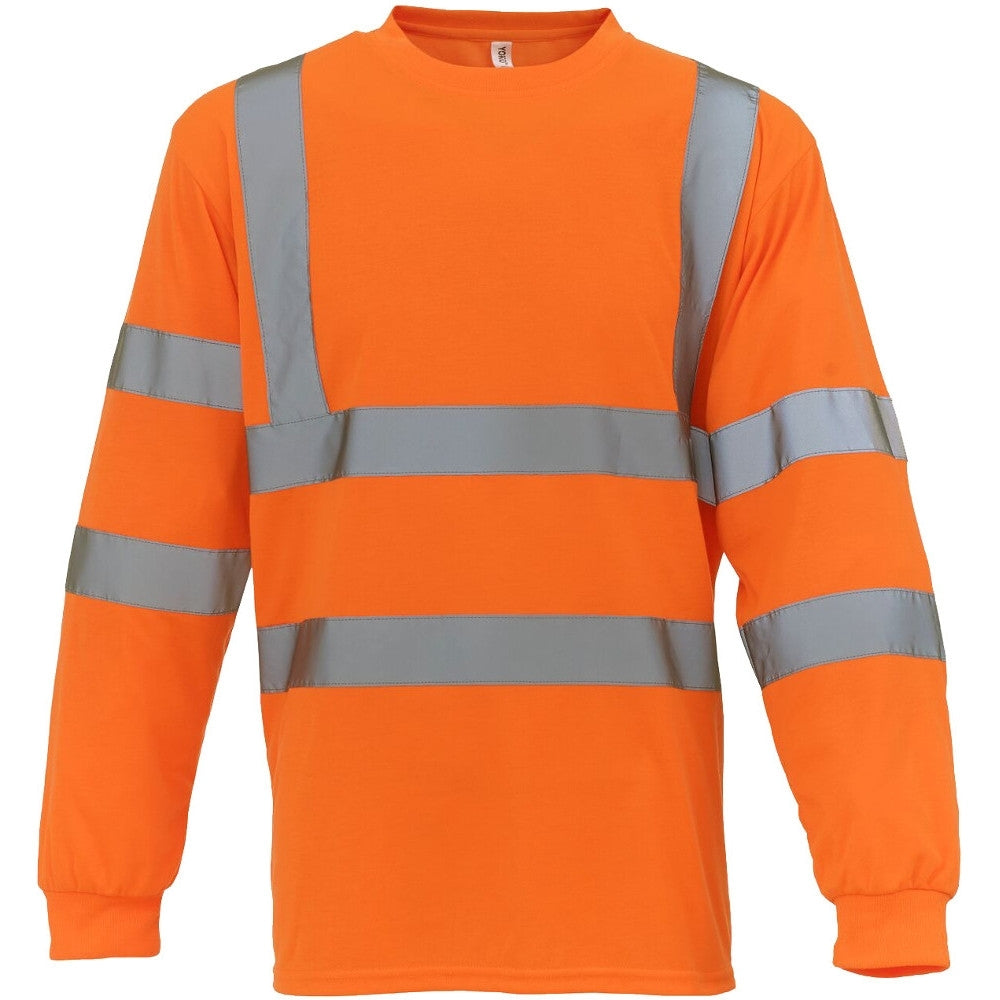 Yoko Mens Hi Vis Long Sleeve Soft Feel Polyester Safety T Shirt