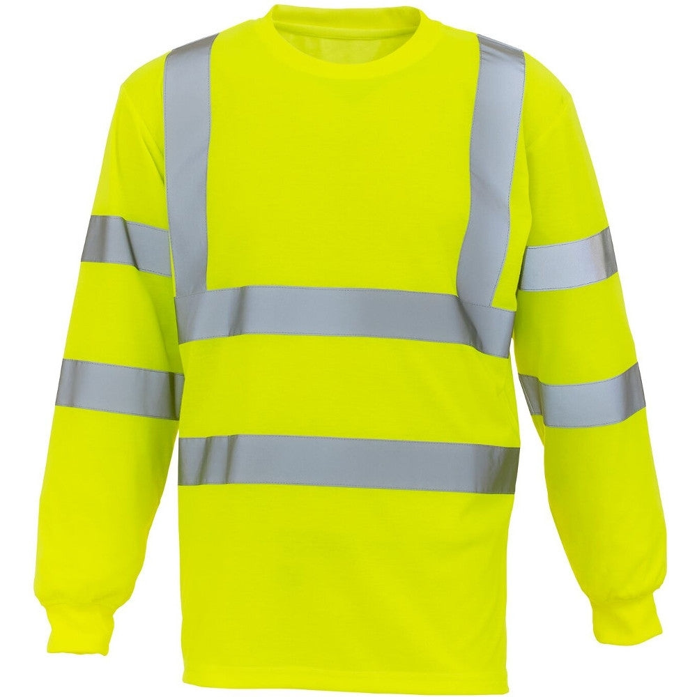 Yoko Mens Hi Vis Long Sleeve Soft Feel Polyester Safety T Shirt