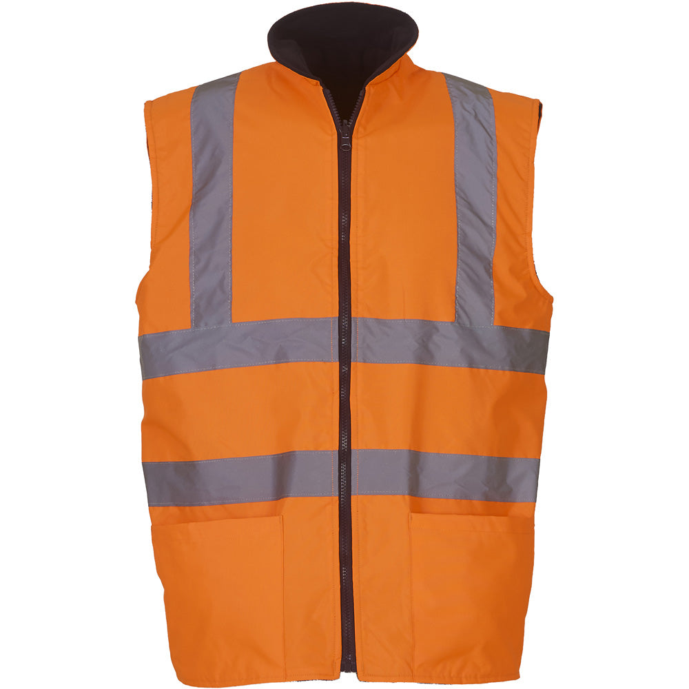 Yoko Mens High Vis Reversible Waterproof Fleece Bodywarmer