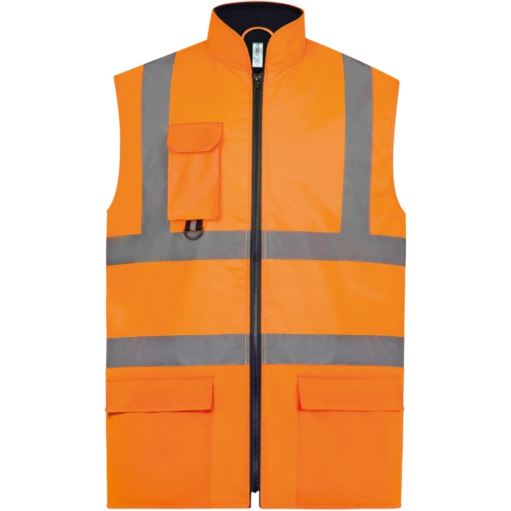 Yoko Mens Padded Waterproof Hi Vis Work Bodywarmer Gilet