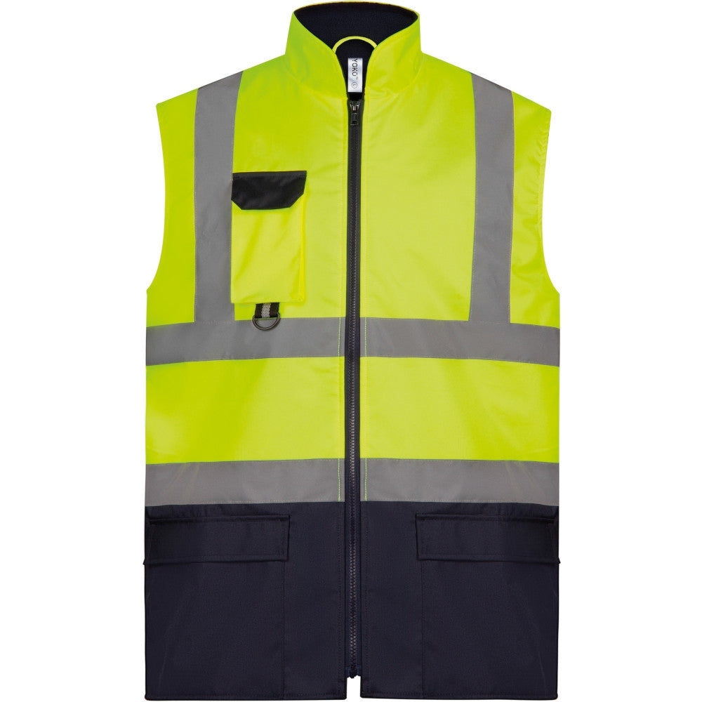 Yoko Mens Padded Waterproof Hi Vis Work Bodywarmer Gilet