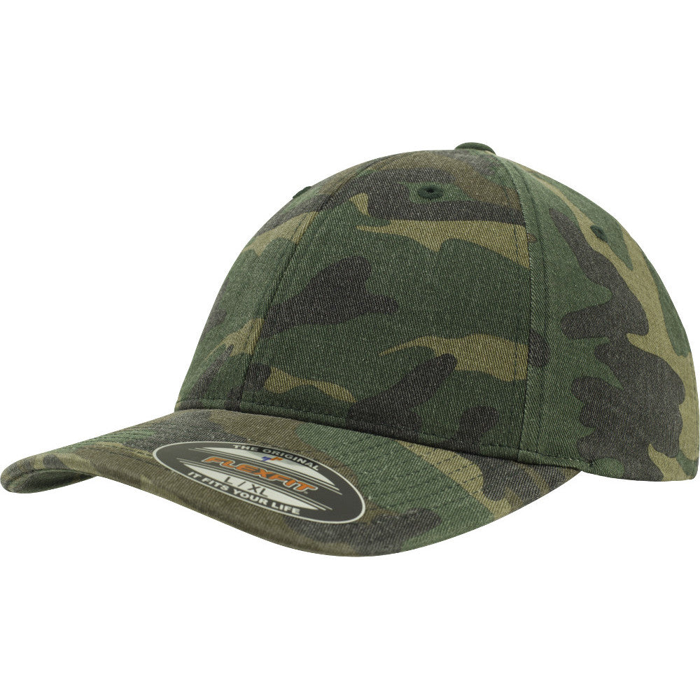 Flexfit by Yupoong Mens Soft Buckram Washed Camo Garment Cap