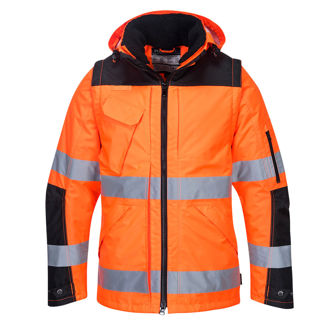 Hi-Vis 3-in-1 Contrast Winter Pro Jacket  - Orange/Black