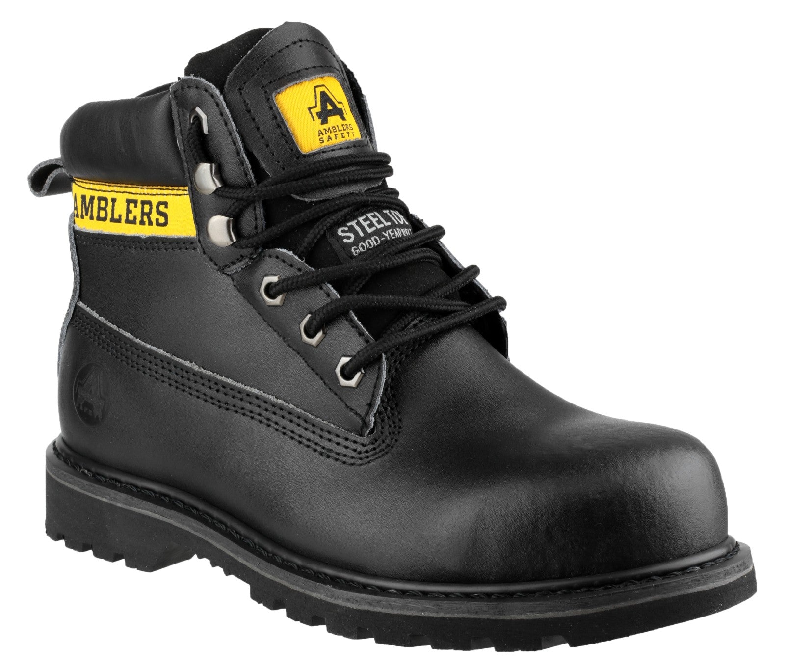 Amblers Safety Mens FS9 Steel Toe Cap Leather Safety Boots Black