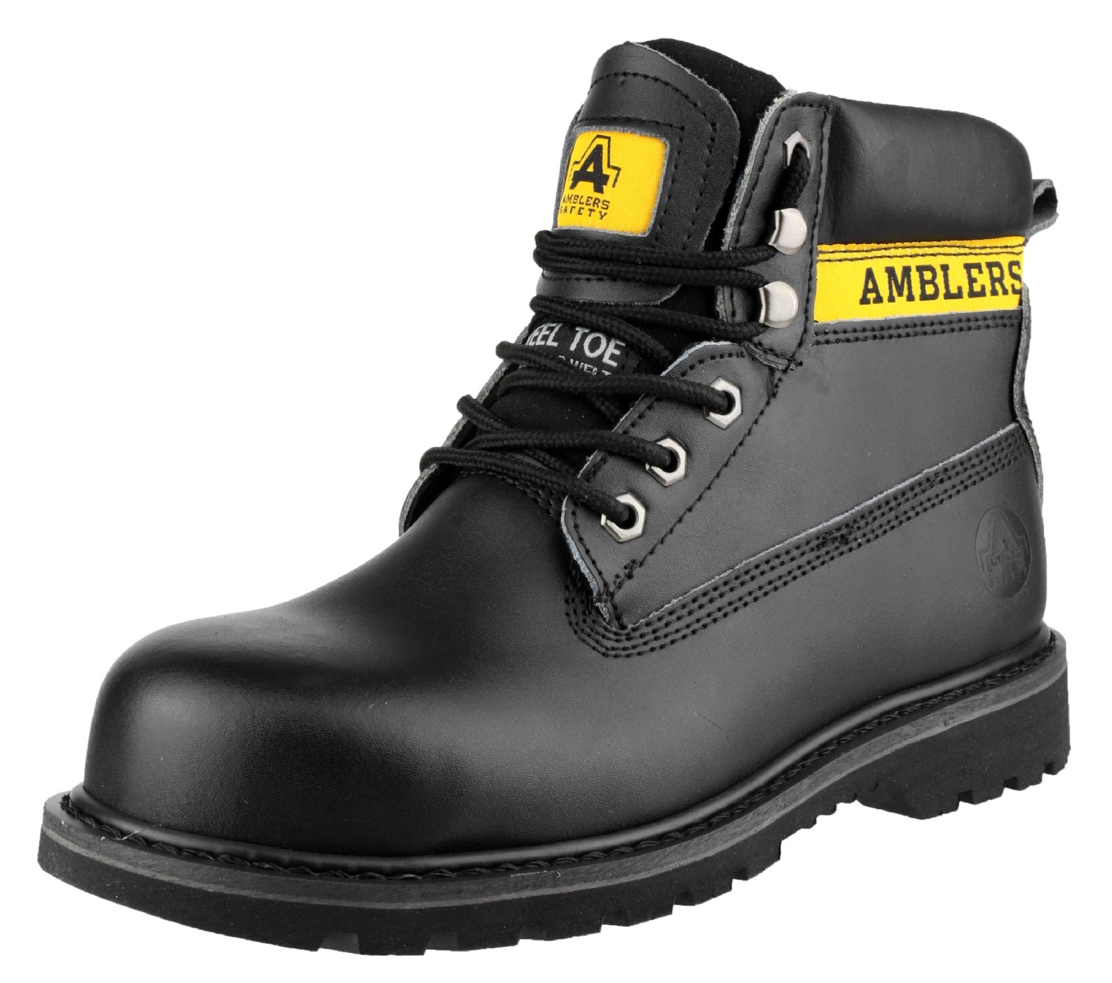 Amblers Safety Mens FS9 Steel Toe Cap Leather Safety Boots Black