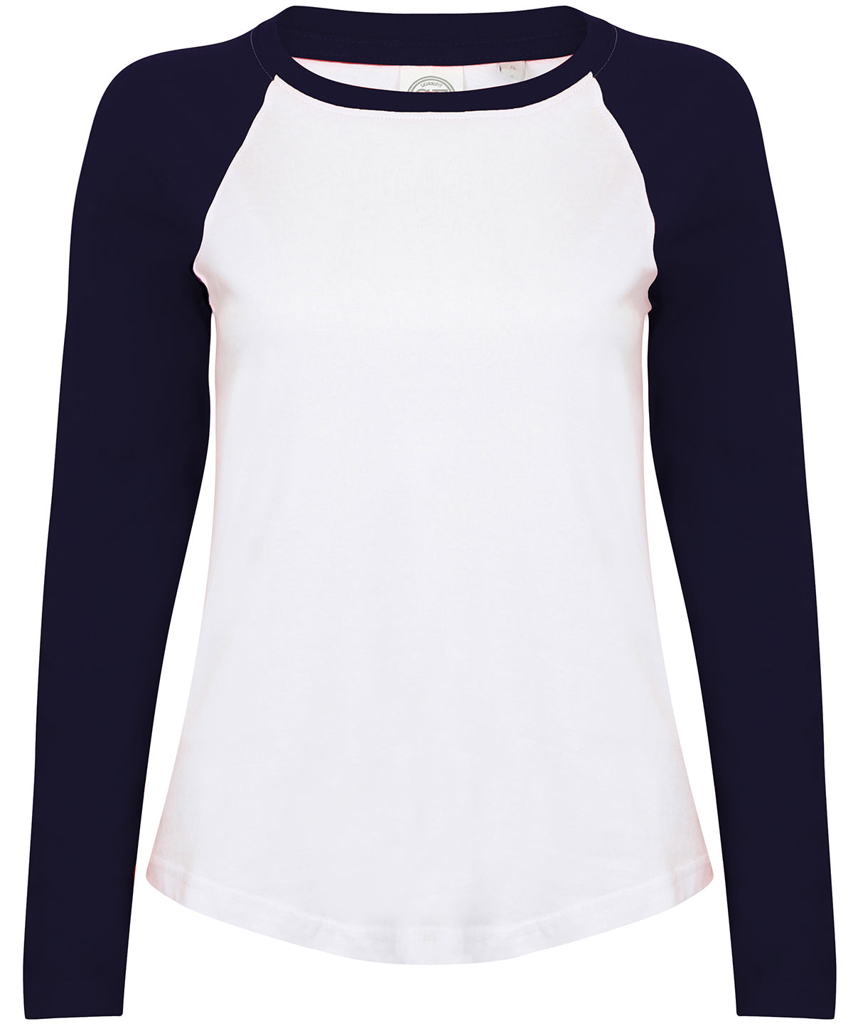 Kids long sleeve baseball T - White/Oxford Navy