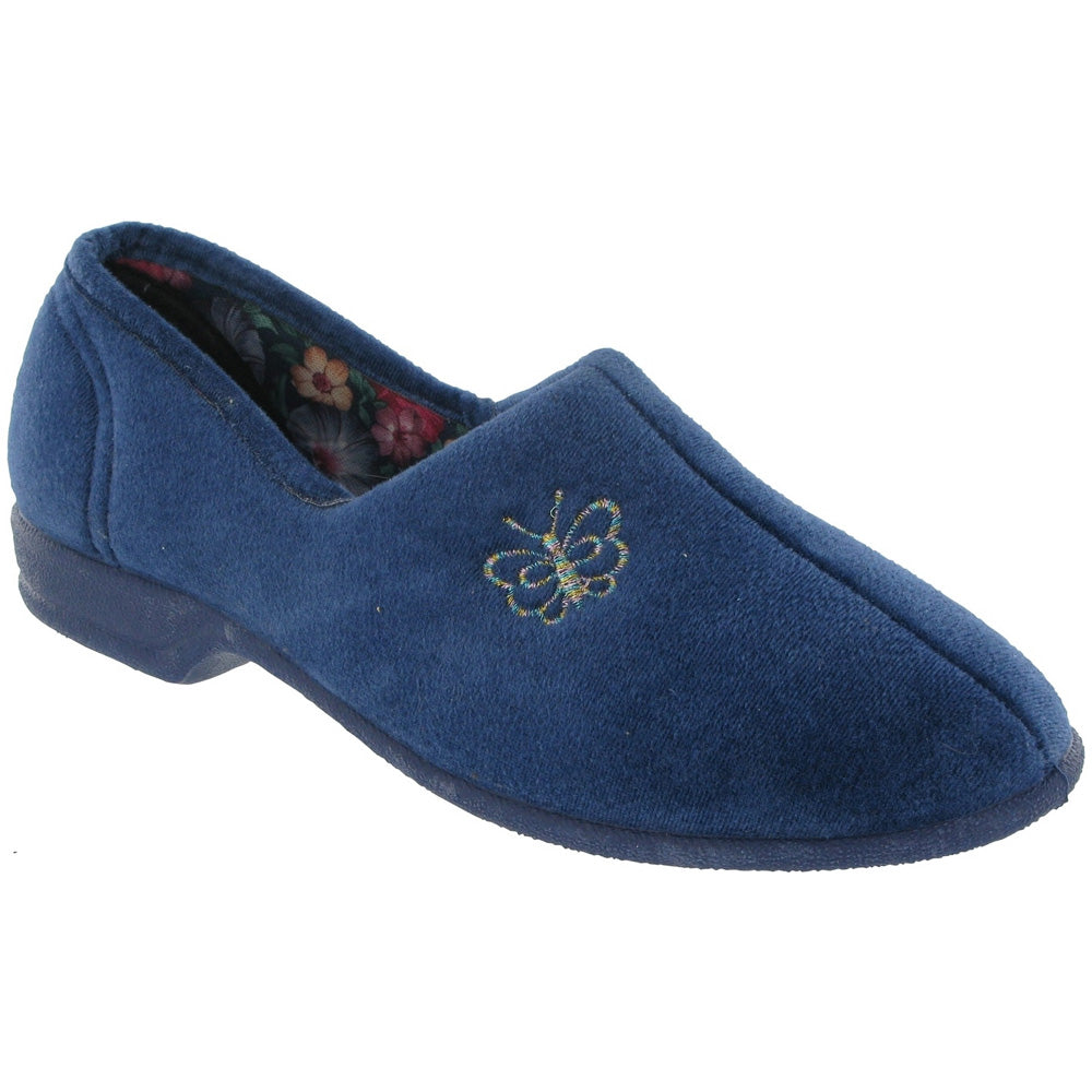 Mirak Ladies Bouquet Soft Textile Butterfly Detail Slipper Royal