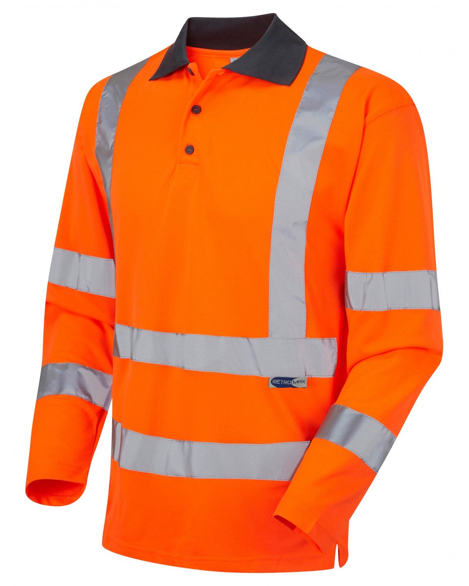 WOOLSERY ISO 20471 Cl 3 Coolviz Sleeved Polo Shirt (EcoViz) - HV Orange