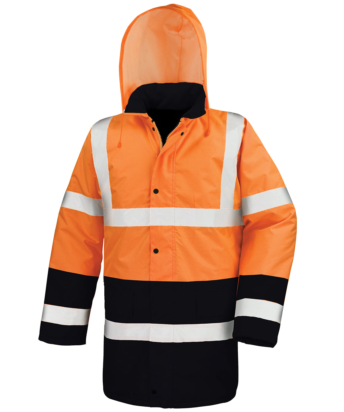 Motorway two-tone safety coat - Fluorescent Orange/ Black