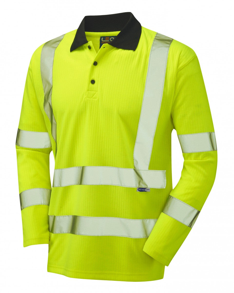 SWIMBRIDGE ISO 20471 Cl 3 Comfort Sleeved Polo Shirt - HV Yellow