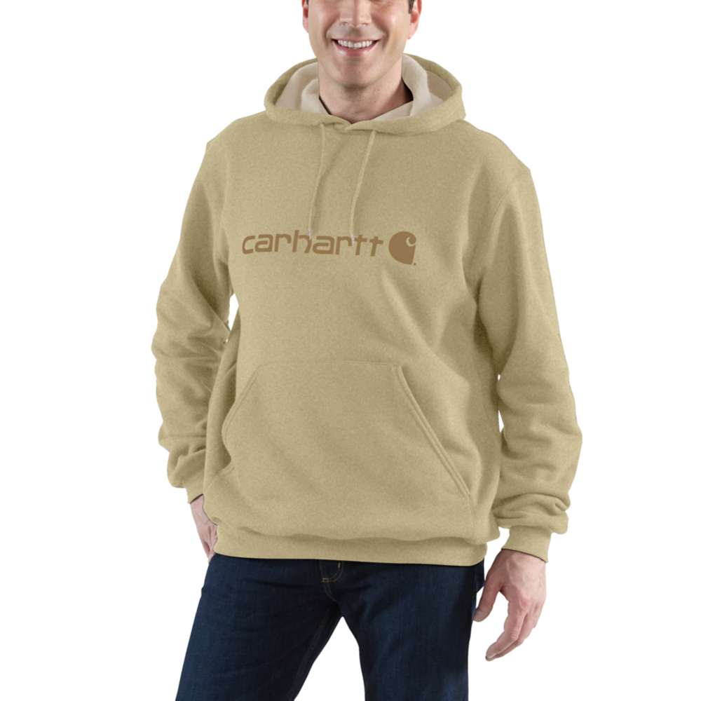 Carhartt Mens Stretchable Signature Logo Hooded Sweatshirt Top